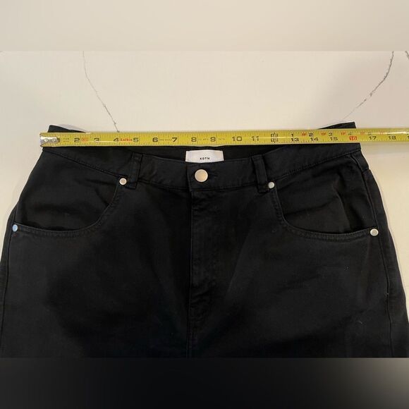 KOTN High Rise Relaxed Straight Leg Black Jeans Egyptian Cotton Women’s Sz 14 - Picture 4 of 7